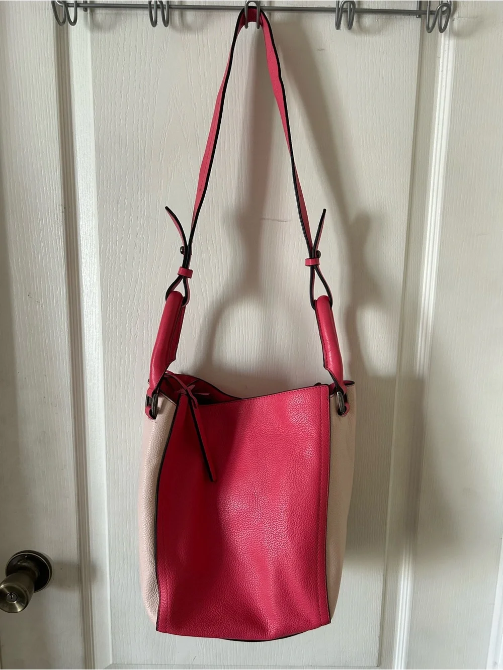 Heather's Closet Convertible Two Tone Pink Bucket Flower Pebbled Shoulder Bag